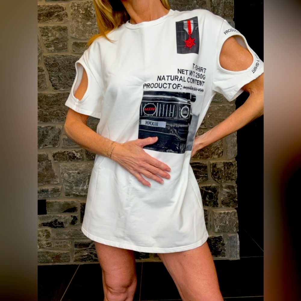 Maniere de Voir size Medium Jeep T-Shirt Mini Dress with Cutouts